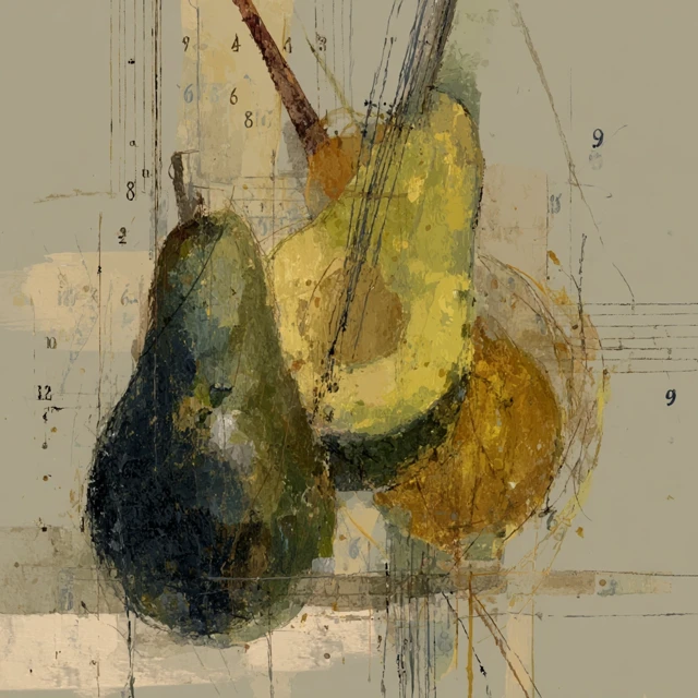 Abstract Painting Violin and Numbers