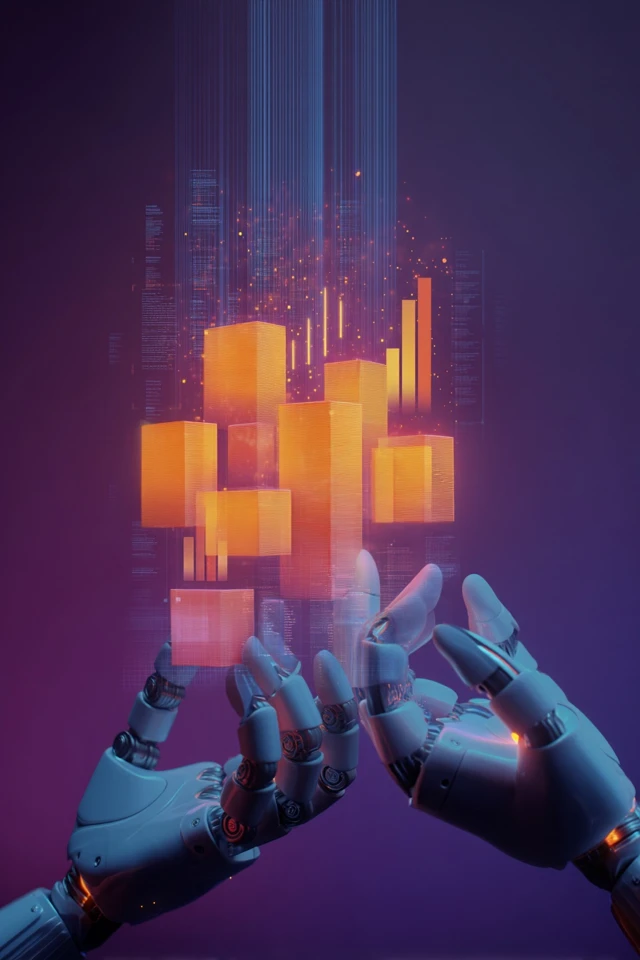 AI Data Management Robotic Hands Futuristic Tech