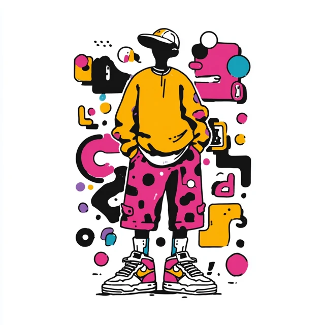 90s Street Art Illustration Funny Colorful Minimalist