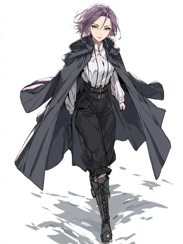 Violet Haired Female with Green Eyes