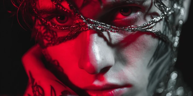 Dark Portrait with Red Light and Chains