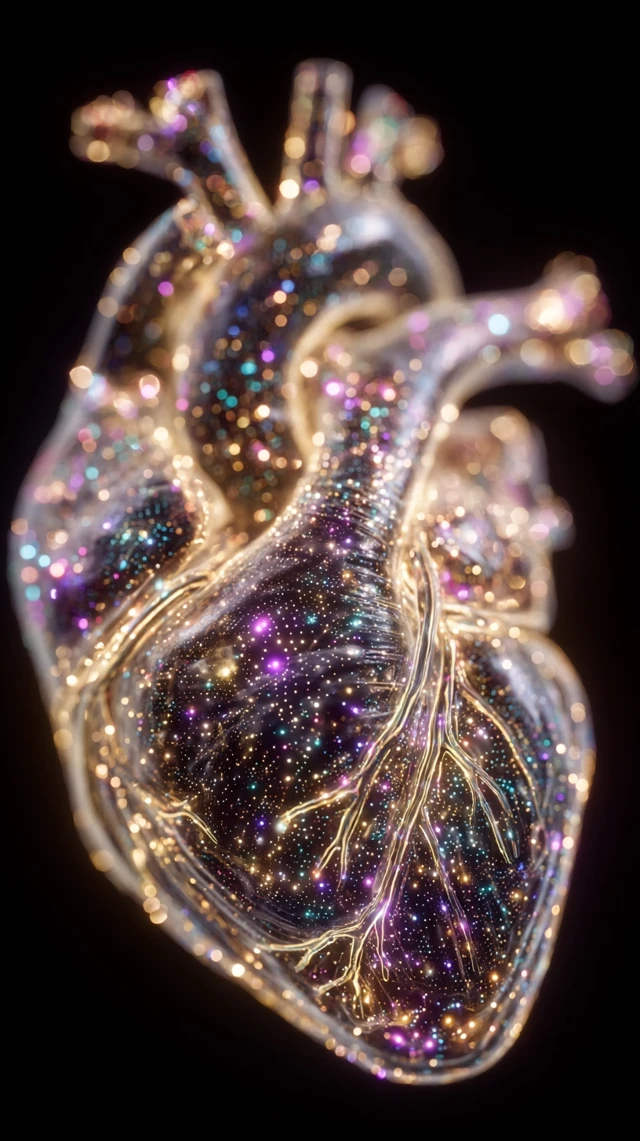 Glowing Heart 3D Render Futuristic Light Sculpture