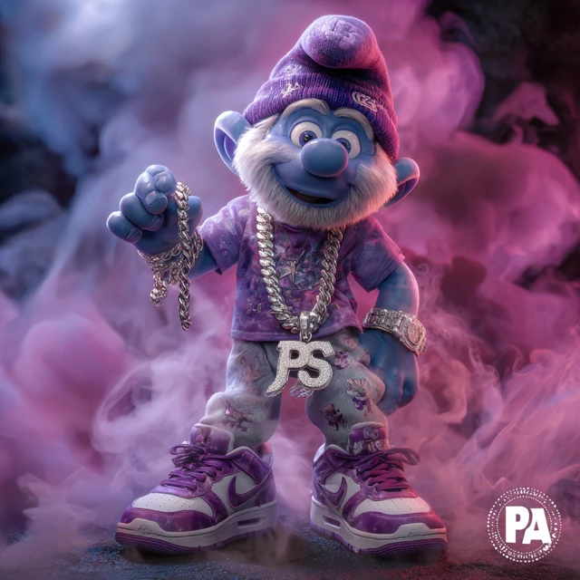 Poppa Smurf Hip Hop Style Hyper Realistic Image