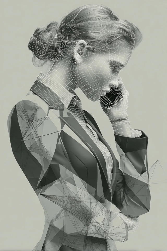 Office Lady Wireframe Digital Art