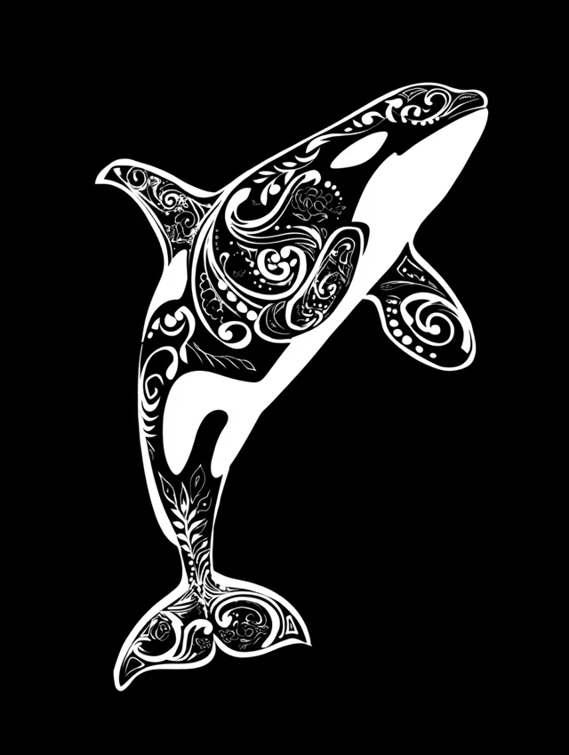 Orca Whale Mandala Tribal Art Vector Design