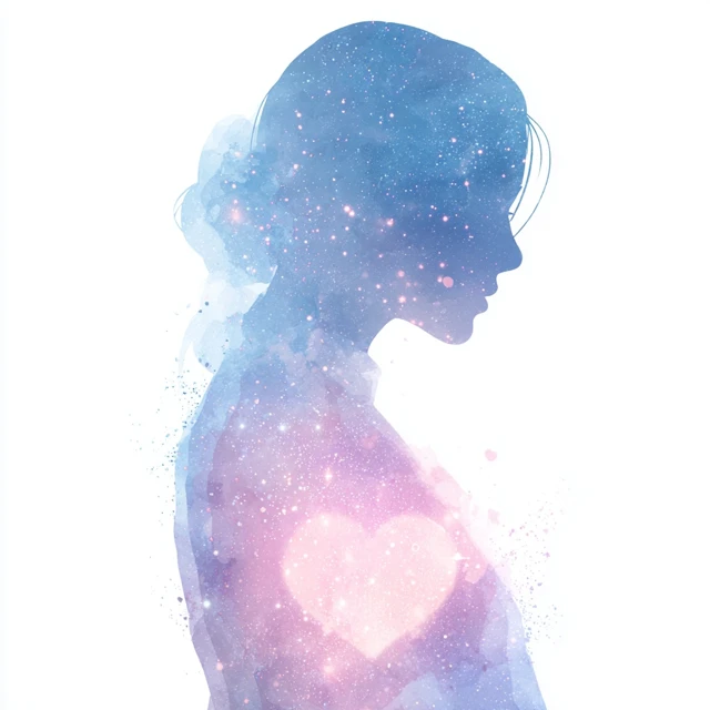 Calm Feminine Silhouette Watercolor Art