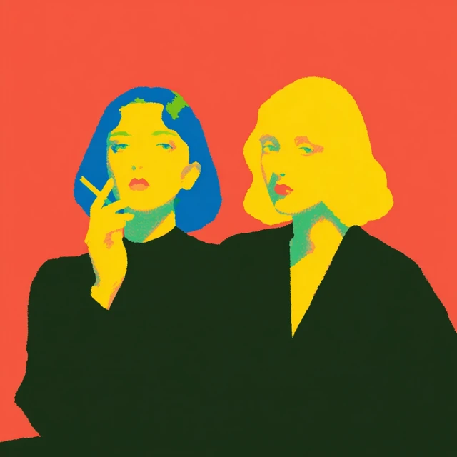 Two Women Illustration Vintage Style