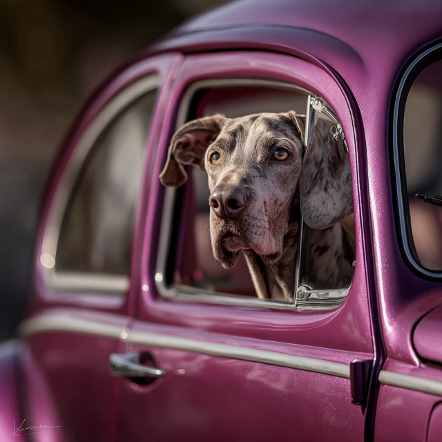 VW Beetle with a Great Dane Photography