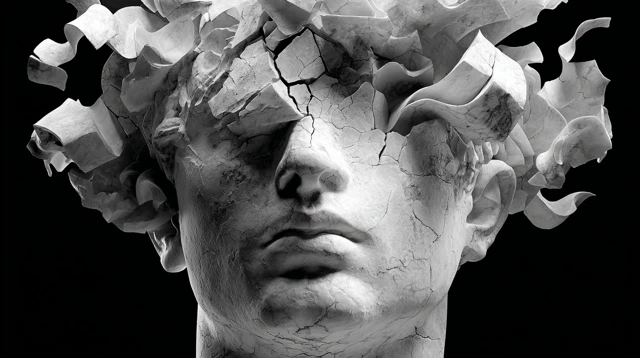Marble Head Sculpture Mental Overload