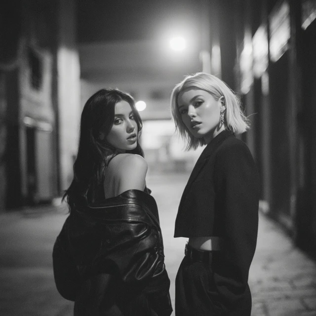 Fashion Forward Women Black and White Photo