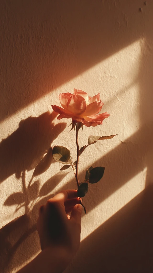 Hand Holding Rose Silhouette Photography