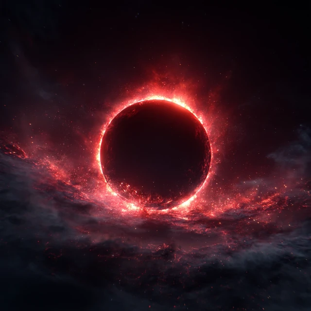 Evil Solar Eclipse in Red and Black