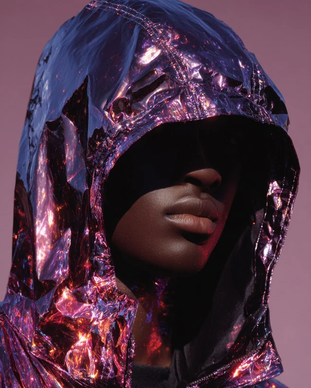 Futuristic Fashion Editorial Chrome Anorak Jacket