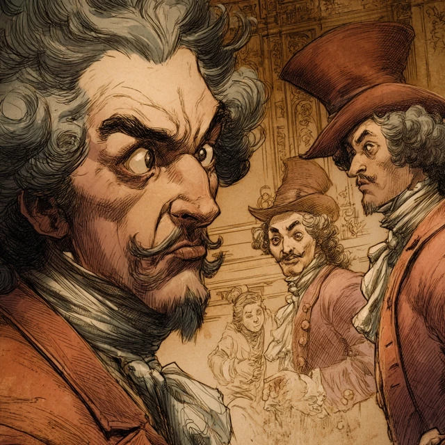 18th Century People Comic Illustration Vintage Atmosphere