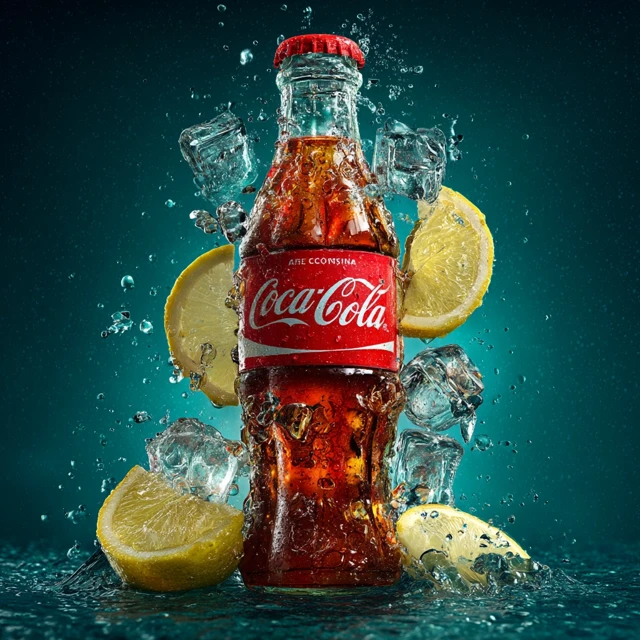 Coca Cola Refreshing Summer Drink with Ice and Lemon