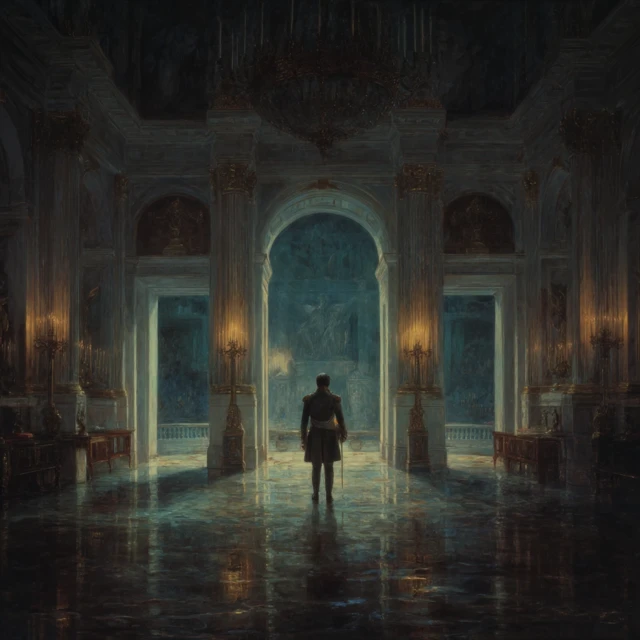 Napoleon in Palace Night Painting