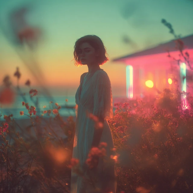 Woman in Dress by Glowing Neon House Photography