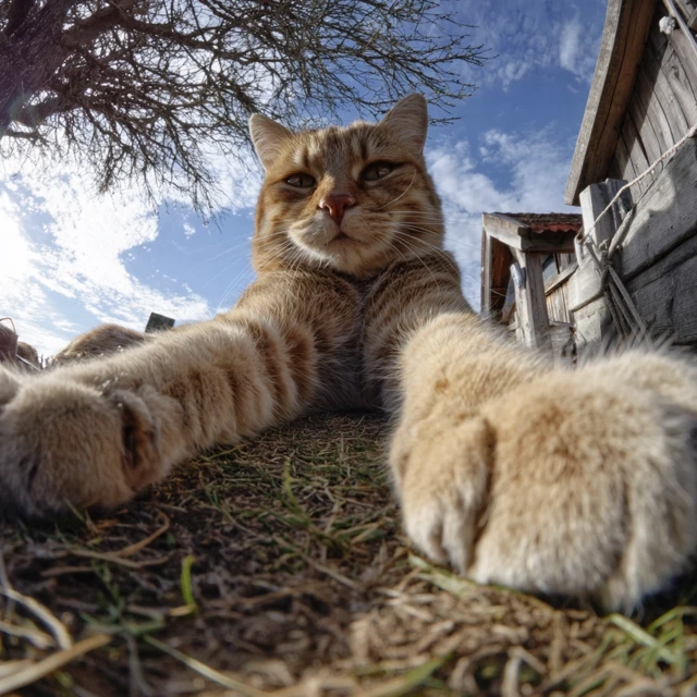 Giant Cat Selfie Forced Perspective Photo