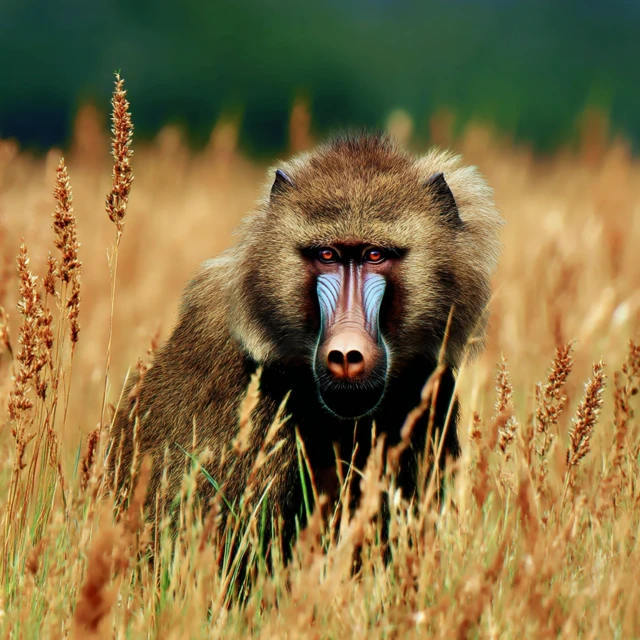 Baboon in the Grassfields: Waiting Patiently