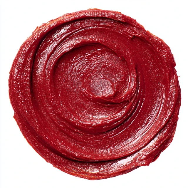 Tomato Paste Close Up Swirl on White Background