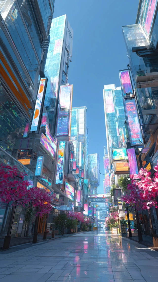 Futuristic Japanese City Street in Daylight 4K