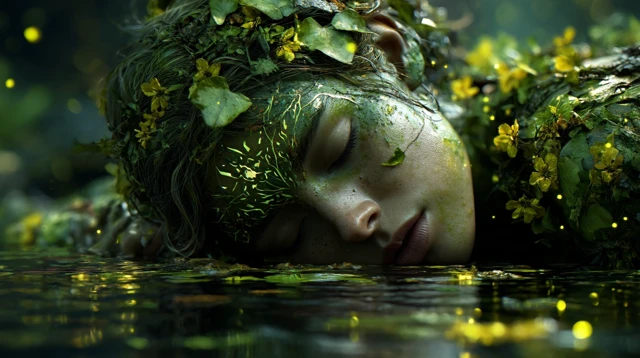 Nature Woman Serene Mystical Forest Harmony