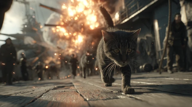 WWII Warship Cat Naval Battle Cinematic