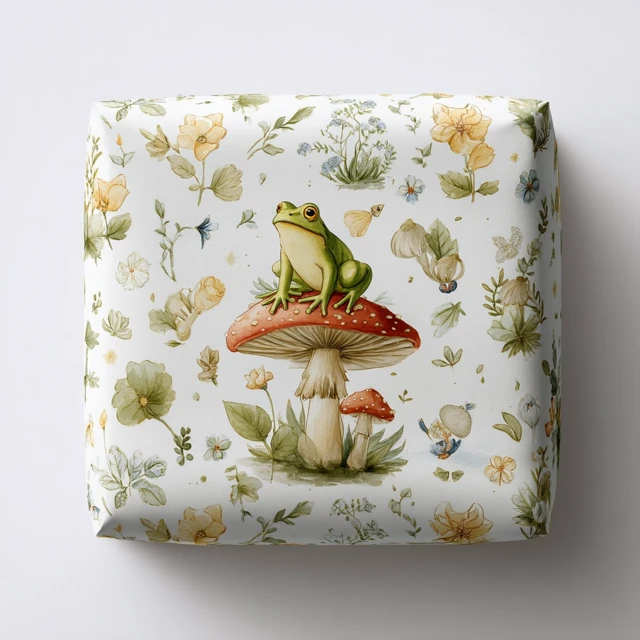 Whimsical Frog on Mushroom Cottagecore Design