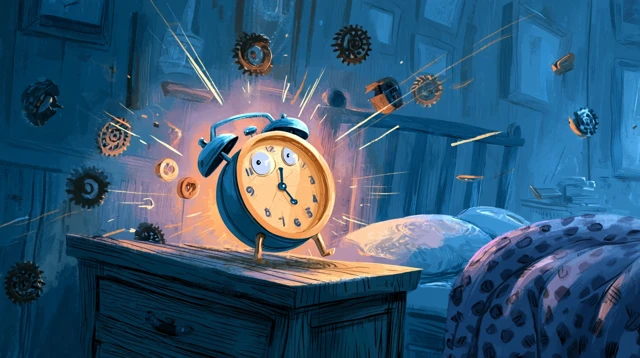 Cartoon Alarm Clock Whimsical Early Morning Scene