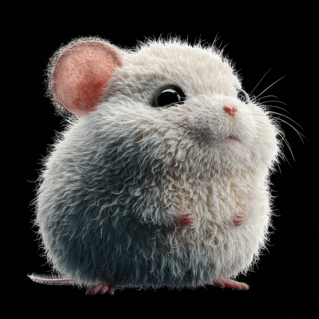 Cute Chibi Mouse Cartoon Character on Black Background