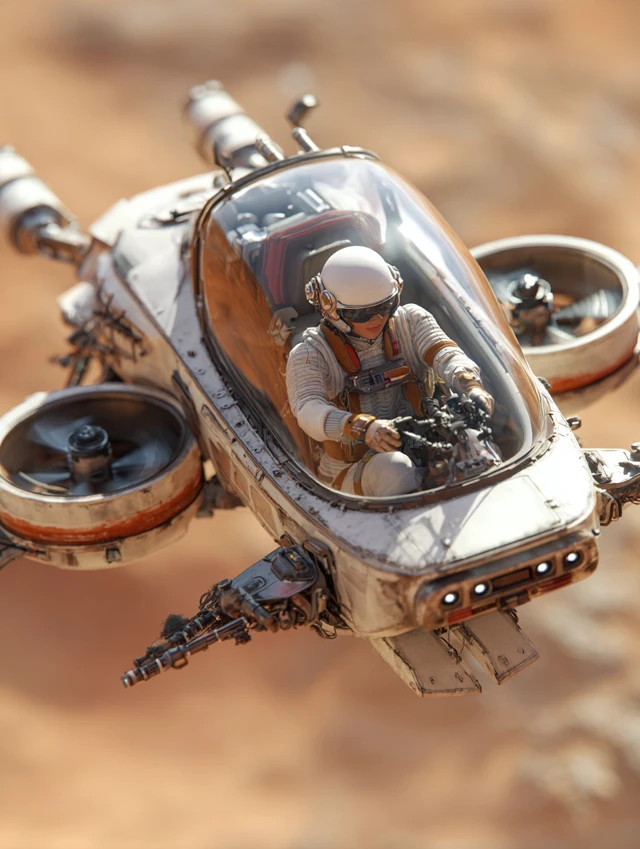 Female Pilot Hovercraft on Mars