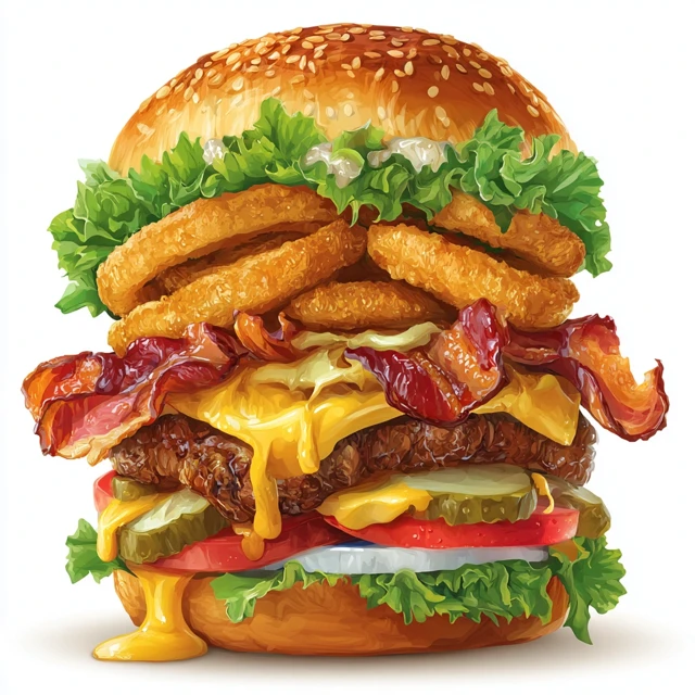 Gourmet Hamburger Illustration Delicious and Rich