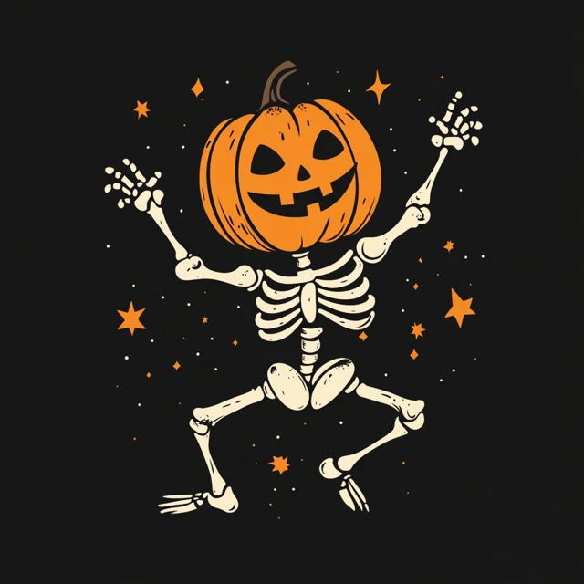 Halloween Dancing Skeleton with JackOLantern Head