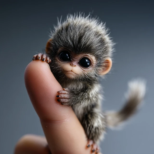 Cute Finger Monkey Gripping a Finger First Person View