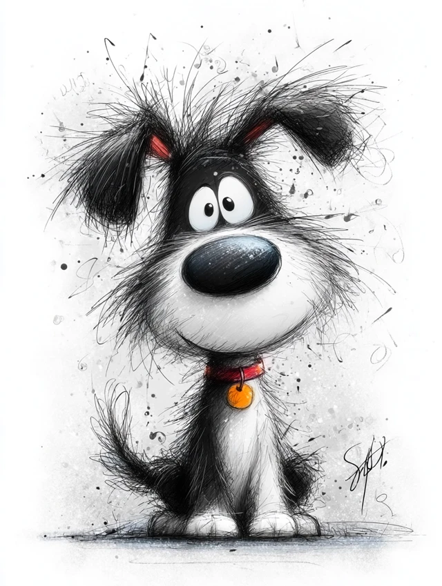 Cartoon Dog Art Goofy Expression