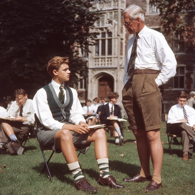 Preppy Student Confronted by Professor School Scene