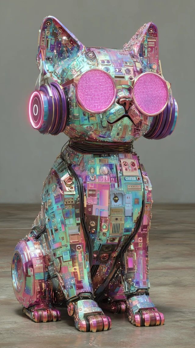 Disco Cat Robot - Futuristic Cyberpunk Art