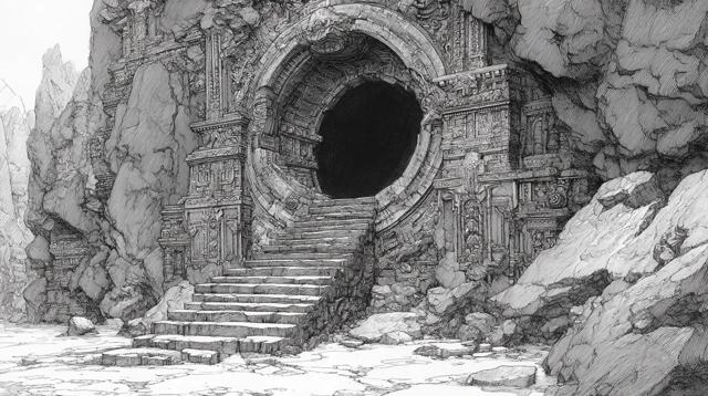 Ancient Stone Archway Mythic Illustration