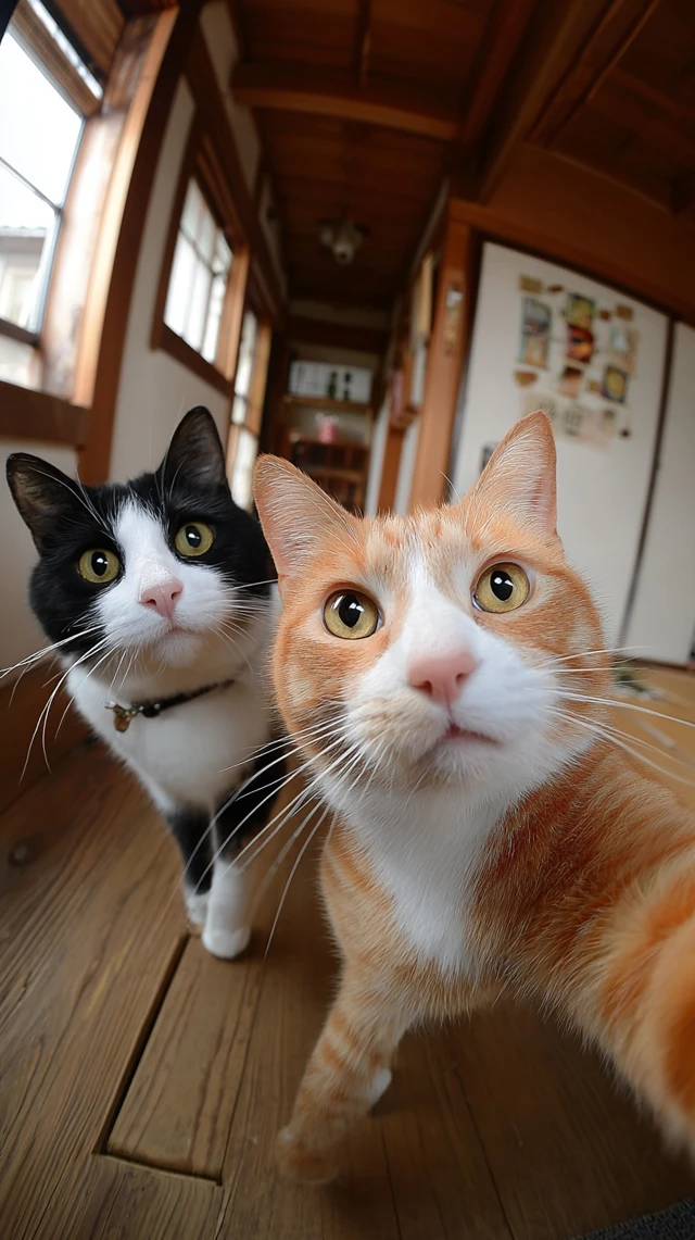 Cats Take Selfies Funny Poses in Japanese House
