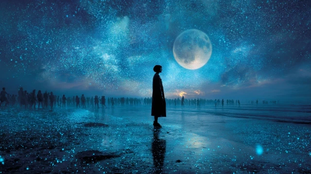 Dreamlike Scene Under a Starry Night Sky