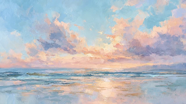 Sunset Beach Watercolor Painting