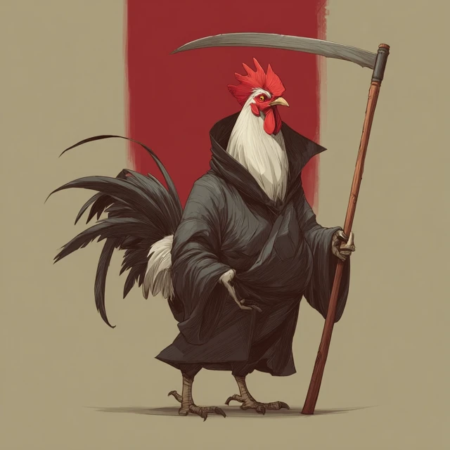 Chicken Grim Reaper - Unique Fantasy Art