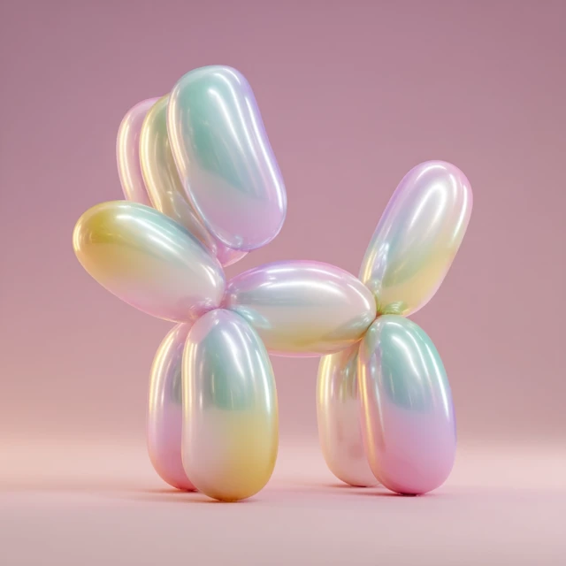 3D Pastel Rainbow Balloon Dog Illustration