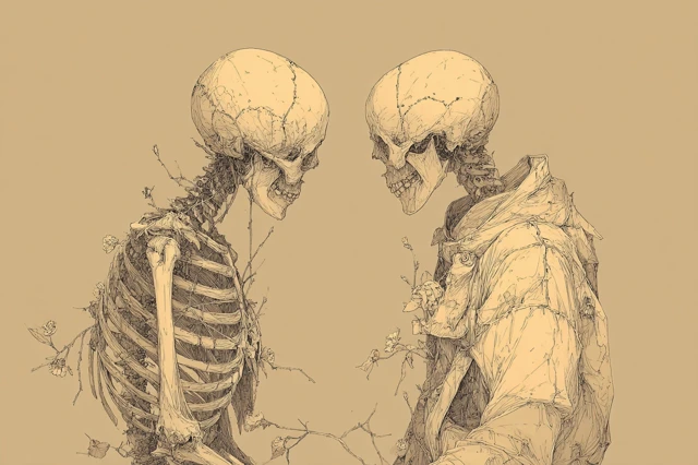 Skeleton Art Illustration of Life and Death