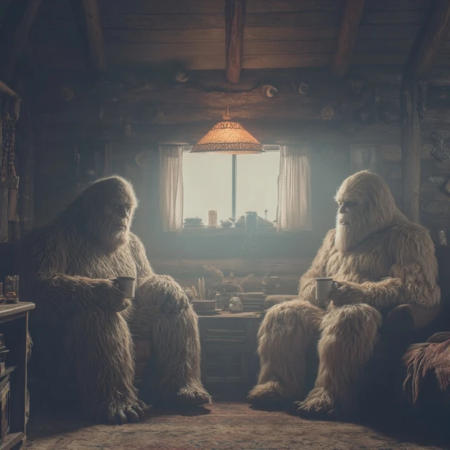 Sasquatch Coffee Break A Cozy Bigfoot Scene