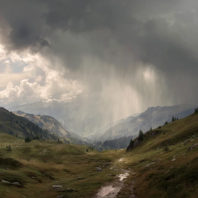 Mountains in a Downpour Dramatic Landscape