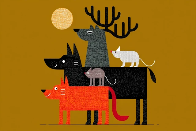 Stacking Animals Flat Illustration Art