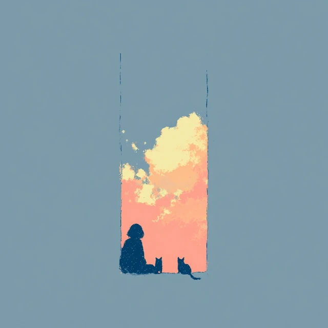 Anime Song Cover Art Boy Cats Window