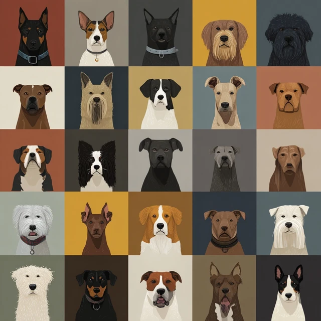 Dog Breed Portraits Illustration Collection