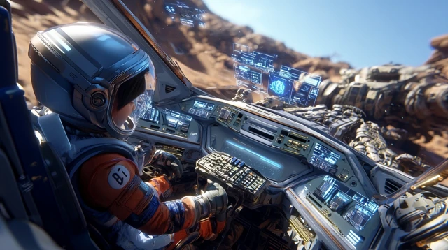 Mars Rover Cockpit SciFi Illustration